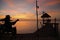 Beautiful sunset in evening bridge silhouette relax beach at Koh Mak island Trat Thailand