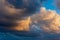 Beautiful sunset evening orange, yellow and dark clouds.Sunset evening cloud,golden cloud.Nice background