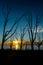 Beautiful sunset in the flooded city of Epecuen.