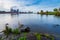 Beautiful sunset at Land van Cuijk, small village at the Meuse river, the Netherlands HDR