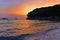 Beautiful sunset on Lucice beach, Petrovac, Montenegro