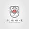 Beautiful sunset minimalist line art badge logo template vector illustration design. simple outline twilight, sunrise, sunshine,
