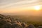 Beautiful sunset on nodule rock field `s name Lan Hin Pum viewpoint at Phu Hin Rong Kla National Park in Thailand