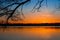 Beautiful Sunset with Orange Glow over Lake