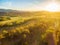 Beautiful sunset over Australian countryside - aerial landscape.