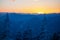 Beautiful sunset over Capatani Mountains seen from Mount Cozia