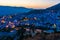 Beautiful sunset over the cityscape of Chefchaouen, the blue city of Morocco