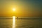 Beautiful sunset over dark sea. Summer background