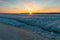 Beautiful sunset over the frozen Northern Dvina river, Arkhangelsk