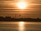 Beautiful sunset over Lake DÃ¢mboviÈ›a Lacul Morii in Bucharest, Romania