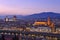 Beautiful sunset over the river Arno in Florence