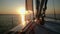 Beautiful sunset over sea, view from sailboat, yachting, luxury hobby, vacation