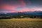 A beautiful sunset over the Tatra Mountains . The pass over Lapszanka in Poland