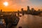 Beautiful sunset over Tower Bridge in London, UK - Tower Bridge lifting gates