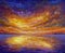 beautiful sunset over water Oil painting landscape