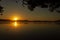 beautiful sunset over Watson Taylors Lake in Crowdy Bay National Park, New South Wales, Australia