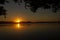 beautiful sunset over Watson Taylors Lake in Crowdy Bay National Park, New South Wales, Australia