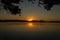 beautiful sunset over Watson Taylors Lake in Crowdy Bay National Park, New South Wales, Australia