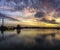 Beautiful sunset with reflections on lake