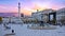 Beautiful sunset at the Rossio square in Lisbon Portugal