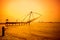 Beautiful sunset scene of Kochi chinese fishnets, Kerala. Fort K