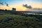 Beautiful sunset scenery at Oranmore castle in in Galway, Ireland