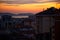 Beautiful sunset on the sea of Marmara. sunset view and residential buildings of Istanbul