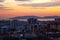 Beautiful sunset on the sea of Marmara. sunset view and residential buildings of Istanbul