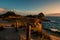 Beautiful sunset shining on red rocks of Cape Kiwanda