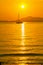 Beautiful sunset and silhouette sailing boats
