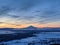 Beautiful sunset  snowy Mountian Shasta