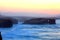 Beautiful sunset and stone arches on Playa de las Catedrales