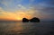 Beautiful sunset with sunlit of Engetsu Island in southern japan