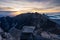 Beautiful sunset on top of Low`s peak in Kinabalu mountains massif, Borneo island in Sabah state, Malaysia