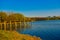 Beautiful sunset view at the artificial lake of tirana