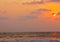 Beautiful sunset view from calangute beach in the Arabian sea in Goa, India