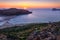 Beautiful sunset view of Cape Tigani and Gramvousa islet from Balos beach, Crete, Greece.