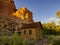 Beautiful sunset view of the Fruita Schoolhouse of Capitol Reef National Park