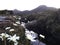 Beautiful sunset view hartz peak tasmania mountain with daisy