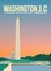 Beautiful sunset view at national mall Washington, D. C United States of America illustration best for travel poster