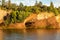 Beautiful sunset view of St Martins Sea Caves at Fundy national park