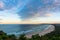 The beautiful sunset and the view on Tallows beach in Byron Bay, Australia