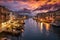 Beautiful sunset view to the famous Canal Grande in Venice, Italy