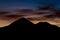 Beautiful sunset volcano silhouette