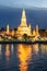 Beautiful sunset wat arun temple chao phraya river, landscape Bangkok