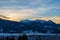 Beautiful sunset in winter with townscape of Oberstdorf, Allgau, Germany