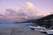 Beautiful sunset, yachts and boats in the Ionian Sea on the island of Kefalonia in Greece