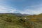 Beautiful superbloom vista in the Walker Canyon mountain range near Lake Elsinore