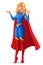 Beautiful superhero woman showing OK sign gesture. Vector illustration.