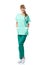 Beautiful surgeon portrait in green dress